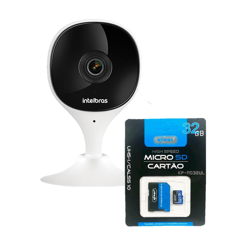 Kit Câmera IP Inteligente Interna Intelbras Full HD + Cartão de Memória ...