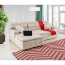 Ver imagem 1 de Sofá Orlando 2.20x1.90m com Chaise, Retrátil e Reclinável - Bege