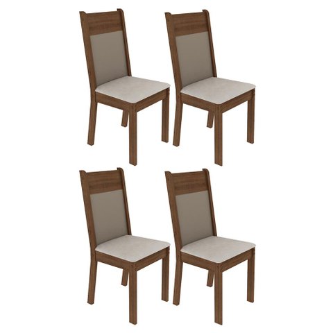 Kit 4 Cadeiras de Jantar 4280 Madesa - Rustic/crema/sintético Bege