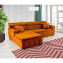 Ver imagem 4 de Sofá Orlando 2.20x1.90m com Chaise, Retrátil e Reclinável - Terra