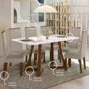 Ver imagem 7 de Sala Jantar Ana 160cm Vidro 6 Cadeiras Linho Livia Off White/Âmbar