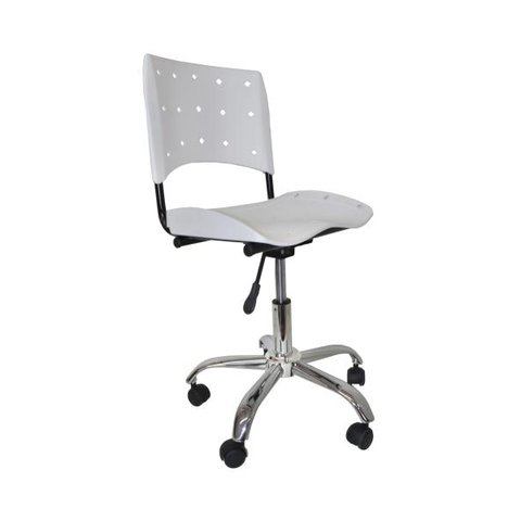Cadeira Giratoria Ergoplax Secretaria Cromada - Branco