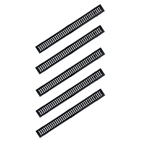 Kit 5 Ralo Grelha e Caixilho Aço Galvanizado Preto 10x100cm