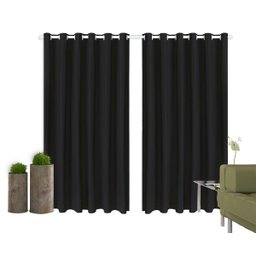 Cortina Corta Luz 2,00M x 1,80M 100% Blackout PVC Preta para Sala ou Quarto para Varão Simples - 2