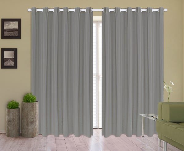 Cortina Corta Luz 2,00M x 1,80M 100% Blackout PVC Cinza para Sala ou Quarto para Varão Simples