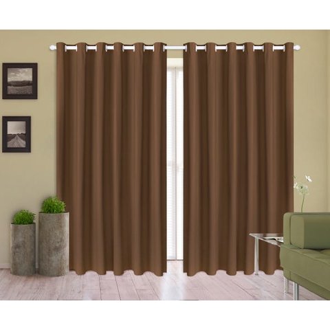 Cortina Corta Luz 2,00M x 1,80M 100% Blackout PVC Tabaco para Sala ou Quarto para Varão Simples