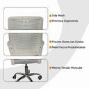 Ver imagem 6 de Cadeira de Escritório Esteirinha Tela Mesh Ergonômica Encosto Mesh Base Giratória Ajuste de