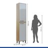 Paneleiro Alto Armário Multiuso Para Cozinha 2 Portas 5 Prateleiras MDP Marrom Madeira Off White - 3