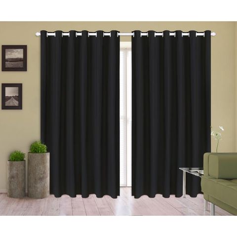 Cortina Corta Luz 3,00M x 1,80M 100% Blackout PVC Preta para Sala ou Quarto para Varão Simples
