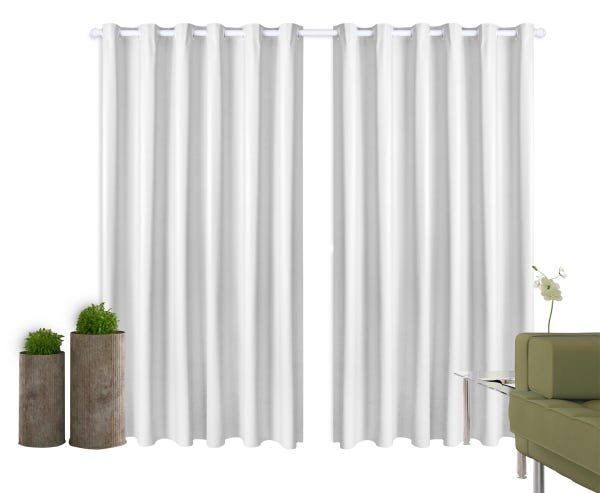 Cortina Corta Luz 3,00M x 2,50M 100% Blackout PVC Branca para Sala ou Quarto para Varão Simples - 2