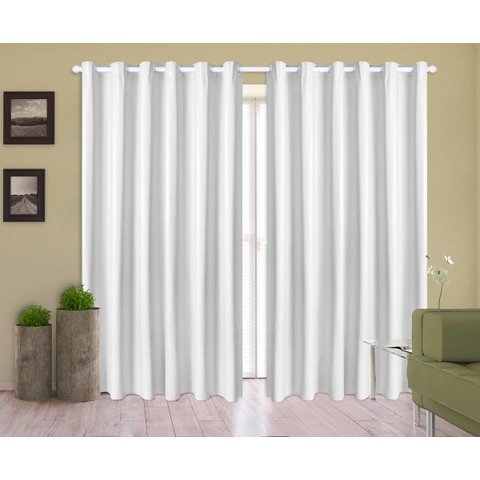 Cortina Corta Luz 3,00M x 2,50M 100% Blackout PVC Branca para Sala ou Quarto para Varão Simples