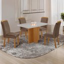 Ver imagem 1 de Conjunto Mesa de Jantar 120cm com 4 Cadeiras Estofadas Multimóveis Crrft-CON040 Madeirado/Off White
