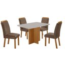 Ver imagem 2 de Conjunto Mesa de Jantar 120cm com 4 Cadeiras Estofadas Multimóveis Crrft-CON040 Madeirado/Off White