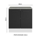 Ver imagem 4 de Balcão Multiuso 80cm 2 Portas Branco/Preto Agata Madesa Branco/Preto