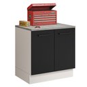 Ver imagem 3 de Balcão Multiuso 80cm 2 Portas Branco/Preto Agata Madesa Branco/Preto