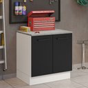 Ver imagem 1 de Balcão Multiuso 80cm 2 Portas Branco/Preto Agata Madesa Branco/Preto