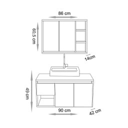 Conjunto para Banheiro Apollo 90 Suspenso- Fabribam Gabinetes - 6