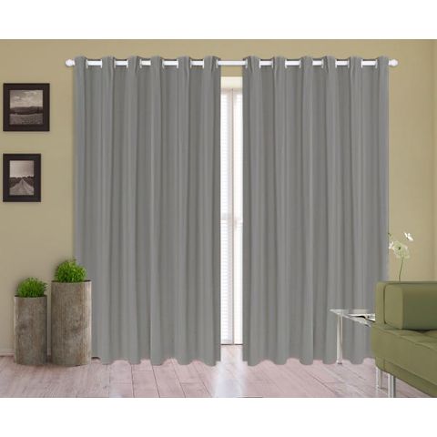 Cortina Corta Luz 4,00M x 2,30M 100% Blackout PVC Cinza para Sala ou Quarto para Varão Simples