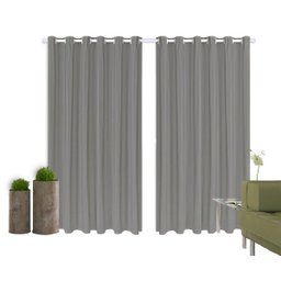 Cortina Corta Luz 4,00M x 2,40M 100% Blackout PVC Cinza para Sala ou Quarto para Varão Simples - 2