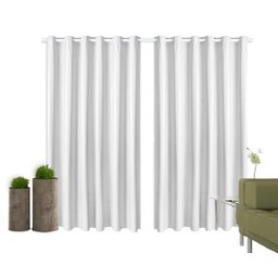 Cortina Corta Luz 4,00M x 2,50M 100% Blackout PVC Branca para Sala ou Quarto para Varão Simples - 2