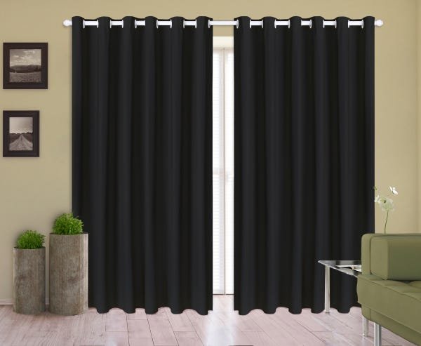 Cortina Corta Luz 4,00M x 2,50M 100% Blackout PVC Preta para Sala ou Quarto para Varão Simples - 1