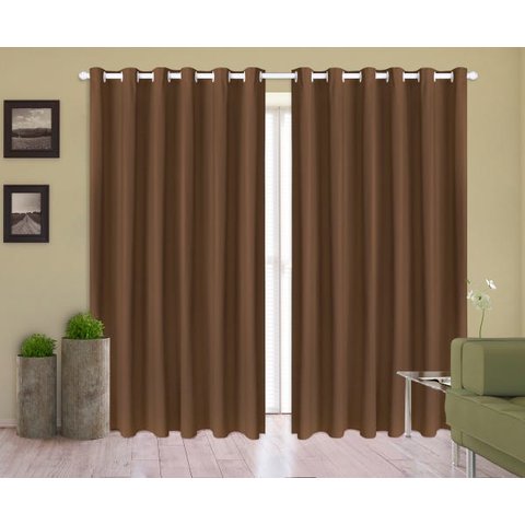 Cortina Corta Luz 4,00M x 2,70M 100% Blackout PVC Tabaco para Sala ou Quarto para Varão Simples