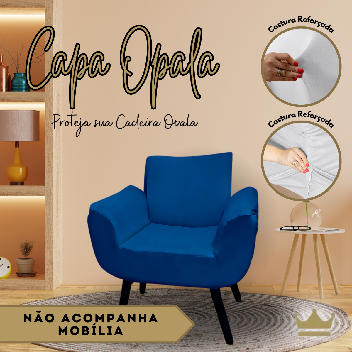 Capa de Poltrona Opala:azul Royal - 2