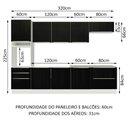 Ver imagem 4 de Armário de Cozinha Planejada 320cm Branco/Preto Lux Madesa 04