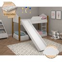 Ver imagem 2 de Beliche Infantil Luiza com Colchões Juvenil + Escorregador e Luminária Led - Branca/Amêndoa