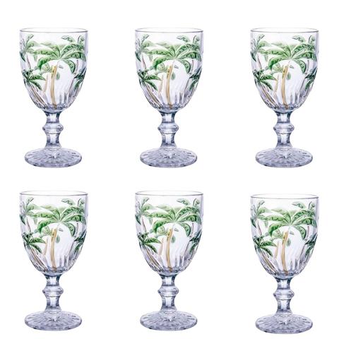 Conjunto 6 Taças de Vidro Palm Tree Color 300ml - Class Home