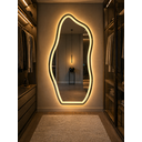 Ver imagem 1 de Espelho Orgânico Grande Jateado Led 3 Cores Touch Corpo Inteiro 140x70 Decorativo Bivolt Encanto