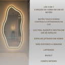 Ver imagem 2 de Espelho Orgânico Grande Jateado Led 3 Cores Touch Corpo Inteiro 140x70 Decorativo Bivolt Encanto