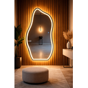 Ver imagem 3 de Espelho Orgânico Grande Jateado Led 3 Cores Touch Corpo Inteiro 140x70 Decorativo Bivolt Encanto