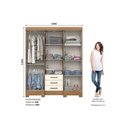 Ver imagem 2 de Guarda Roupa Solteiro 6 Portas e 3 Gavetas C/ Espelho Briz B23 Nature/off White - Henn