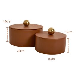 Kit de Caixas Decorativas com Tampa e Revestimento Pu - 2pçs:marrom - 2