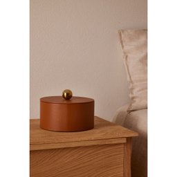 Kit de Caixas Decorativas com Tampa e Revestimento Pu - 2pçs:marrom - 3