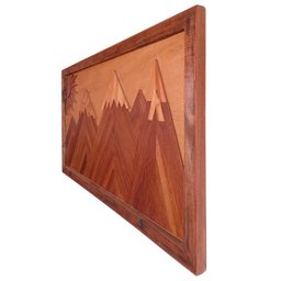 Quadro Painel Picos Nevados Madeira Nobre em Alto Relevo Artesanal - 5