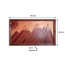 Quadro Painel Picos Nevados Madeira Nobre em Alto Relevo Artesanal - 2