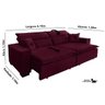 Sofá Londres 2.10m Retrátil e Reclinável Pillow Top - Vinho - 2