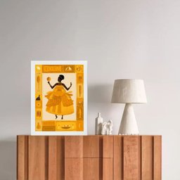 Quadro Orixá Oxum - Arte Candomblé 45x34cm:madeira Preta - 2