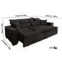 Ver imagem 2 de Sofá Londres 2.40m Retrátil e Reclinável Pillow Top - Marrom
