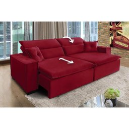 Sofá Londres 2.40m Retrátil e Reclinável Pillow Top - Vermelho - 4
