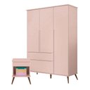 Ver imagem 1 de Mesa de Apoio e Guarda Roupa Infantil Alice Rosa Acetinado - Phoenix Baby