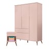 Mesa de Apoio e Guarda Roupa Infantil Alice Rosa Acetinado - Phoenix Baby - 1