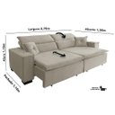 Ver imagem 2 de Sofá Londres 2.70m Retrátil e Reclinável Pillow Top - Bege