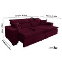 Ver imagem 2 de Sofá Londres 2.70m Retrátil e Reclinável Pillow Top - Vinho
