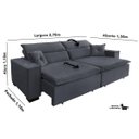 Ver imagem 2 de Sofá Londres 2.70m Retrátil e Reclinável Pillow Top - Chumbo