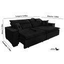 Ver imagem 3 de Sofá Londres 3.00m Retrátil e Reclinável Pillow Top - Preto