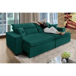 Sofá Londres 3.00m Retrátil e Reclinável Pillow Top - Verde - 1