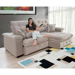 Sofá Coliseu 2.00m Retrátil e Reclinável Super Pillow - Avelã - 1